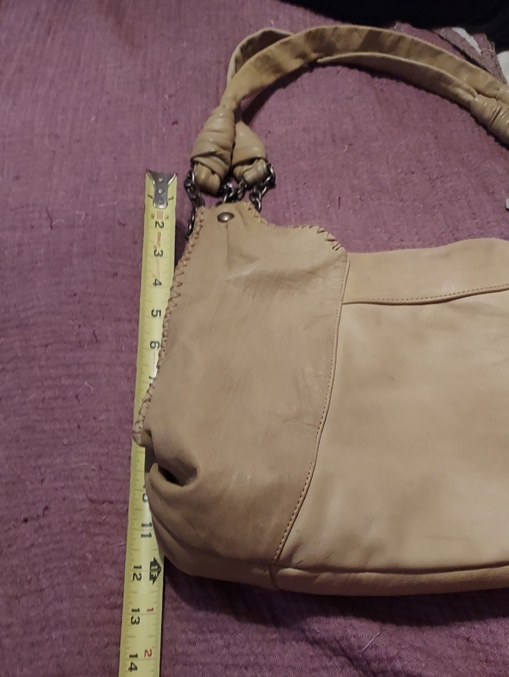 ***Cleaned With Leather Cleaner & Color Faded***Italian Leather Bag Maritza - Picture 6 of 9